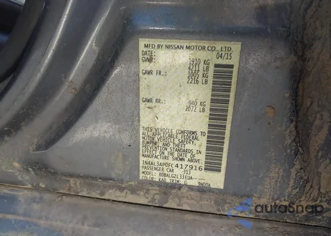 2015 Nissan Altima 2.5/2.5 S/2.5 Sl/2.5 Sv z USA, uszkodzony, nr VIN 1N4AL3AP0FC417916